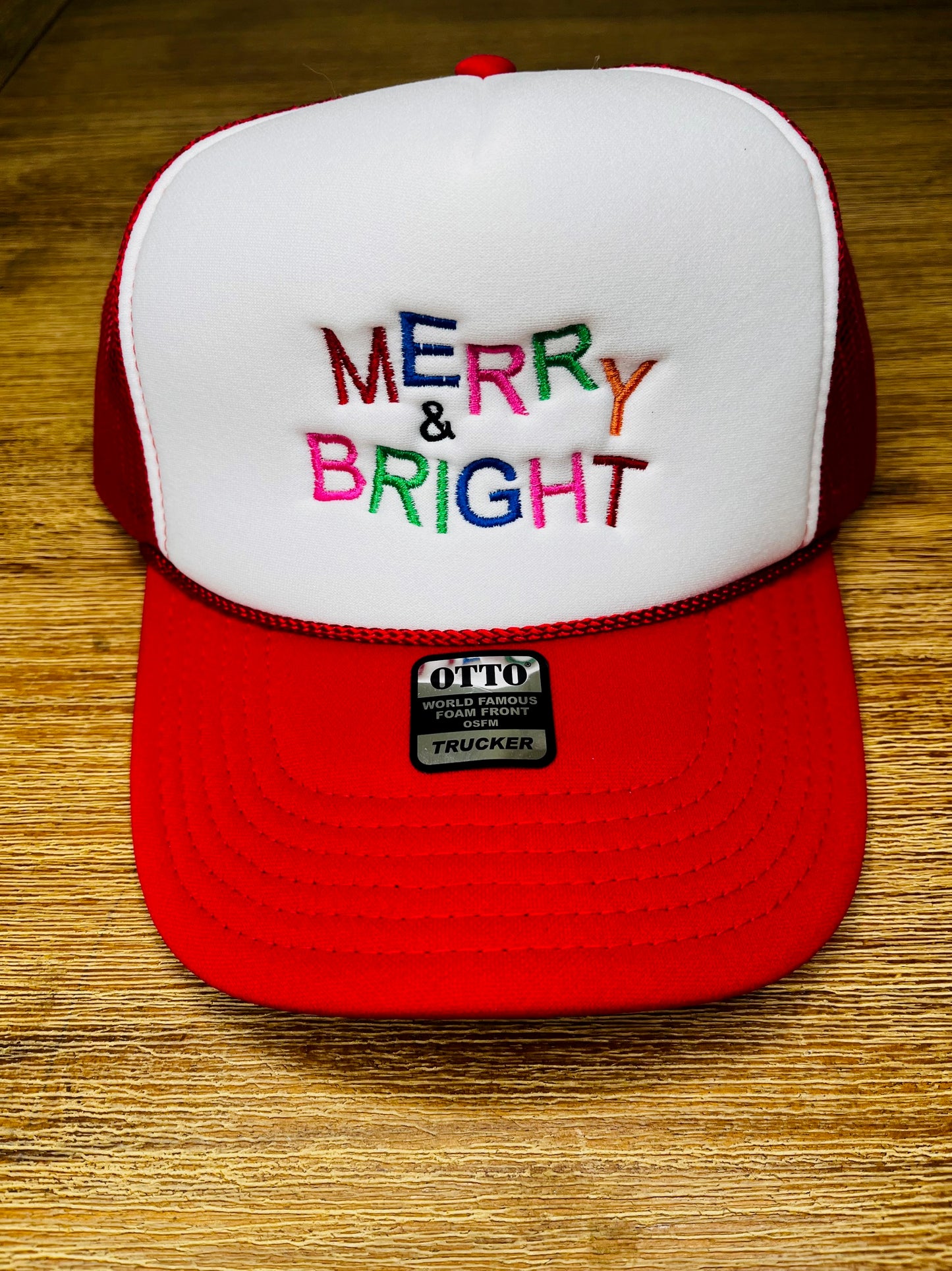 Merry and Bright Embroidered Trucker Hat