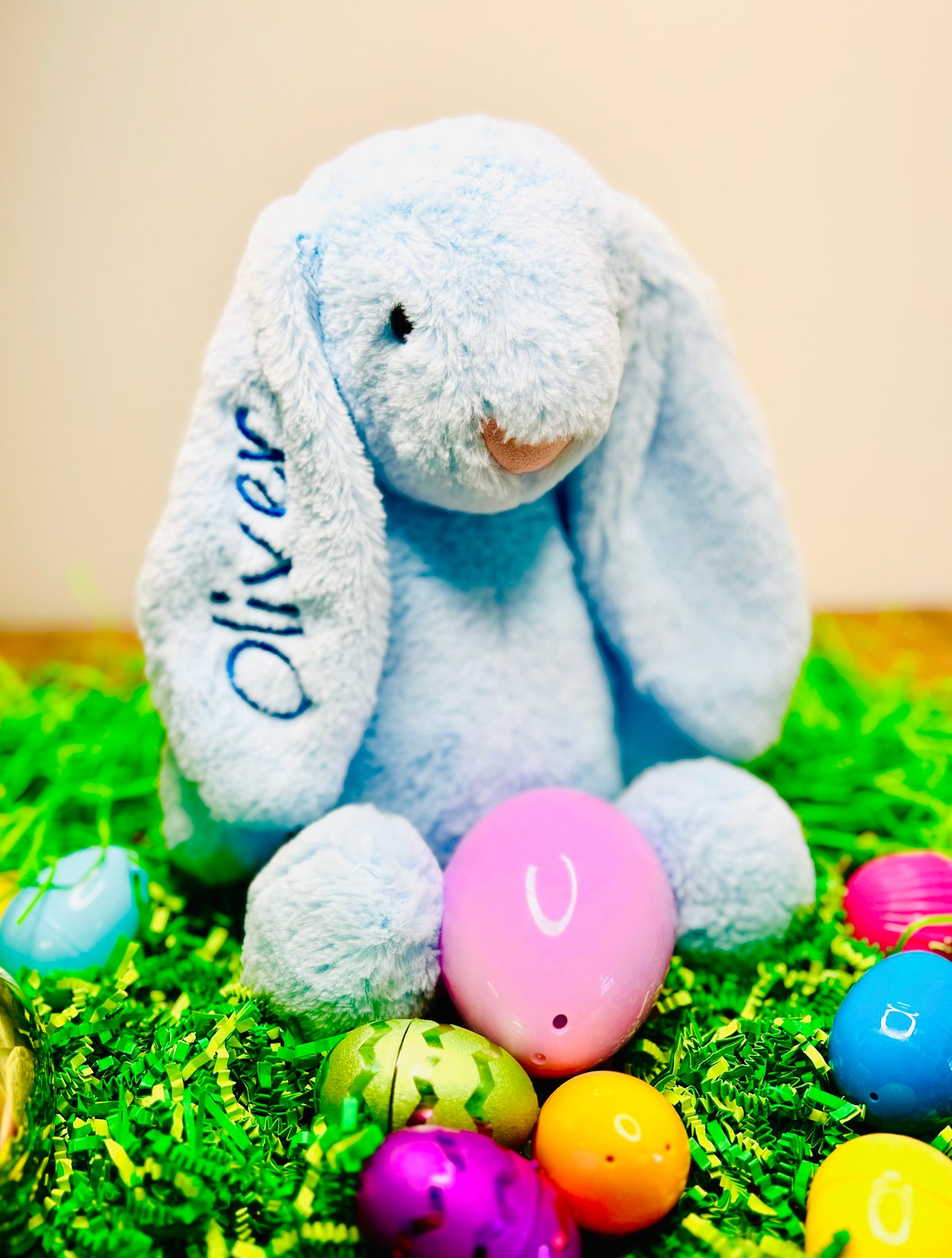 Embroidered Easter Bunny Plush with Custom Name on Ear