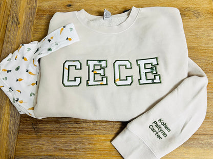 Unique Mama Sweatshirt with Baby Onesie Fabric Letters & Child's Name