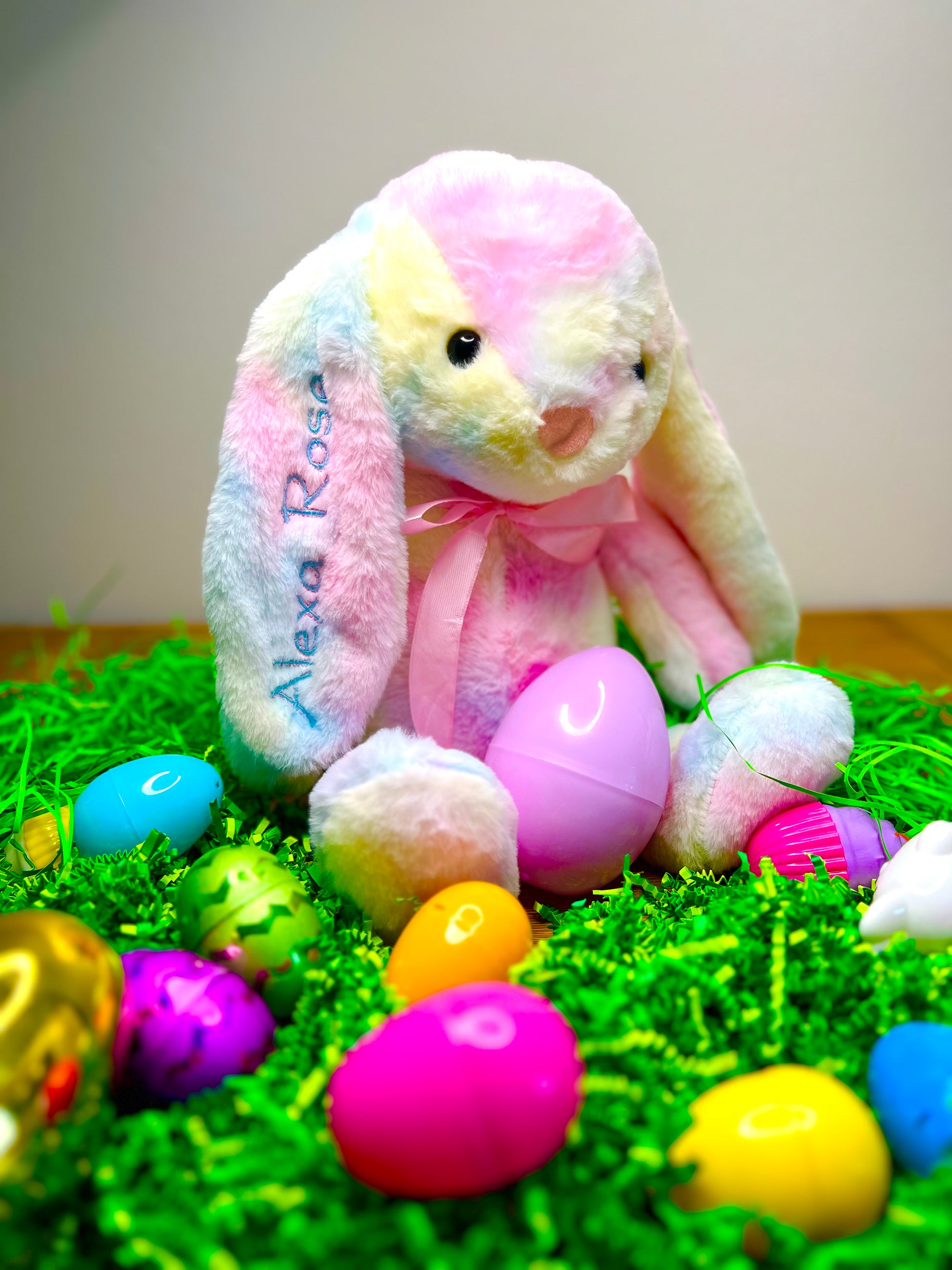 Embroidered Easter Bunny Plush with Custom Name on Ear