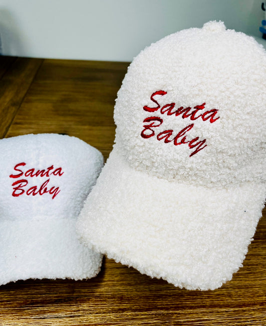 Holiday Christmas Embroidered Santa Baby Boucle Baseball Hat