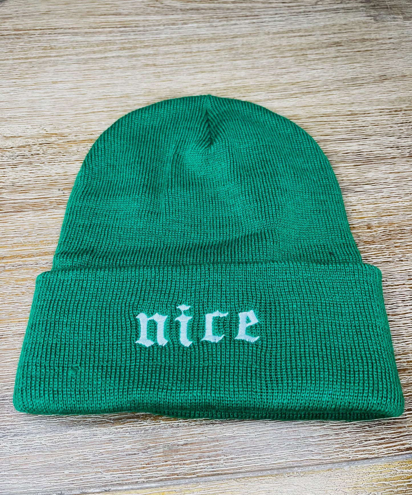 Naughty and Nice Embroidered Beanies