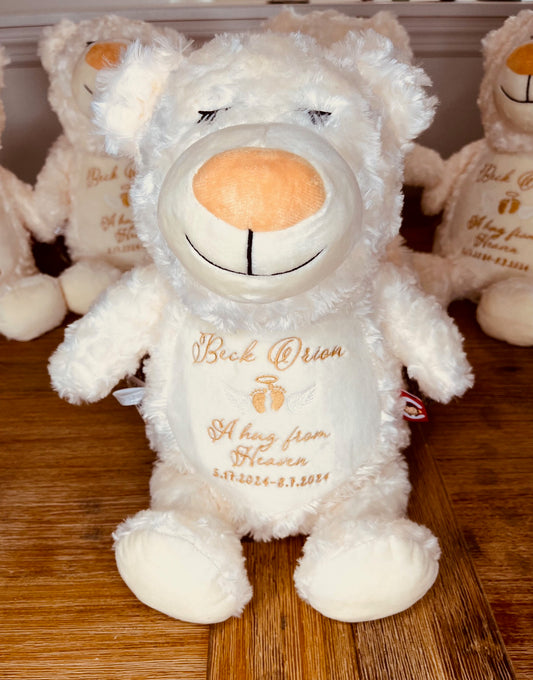 Embroidered Stuffed Memory Angel Bear – Personalized Keepsake Gift