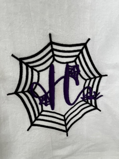 Halloween Spiderweb Monogram Kitchen Towel – Personalized Holiday Decor