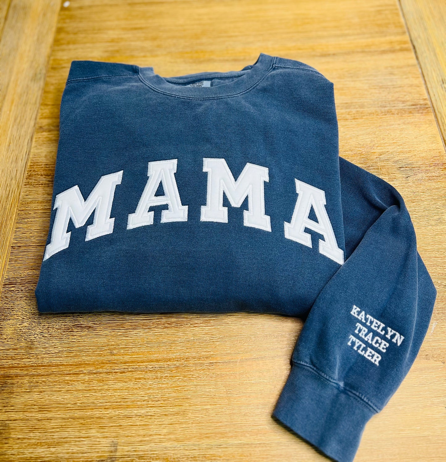 Unique Mama Sweatshirt with Baby Onesie Fabric Letters & Child's Name