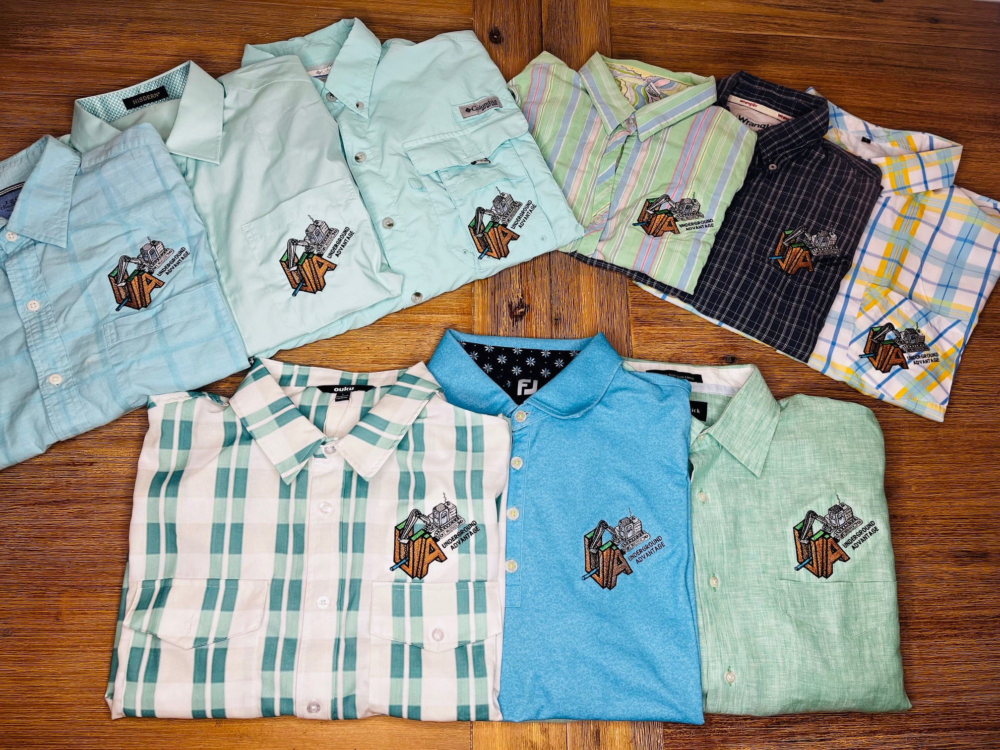 Personalized custom embroidered polo shirts for teams or company apparel.