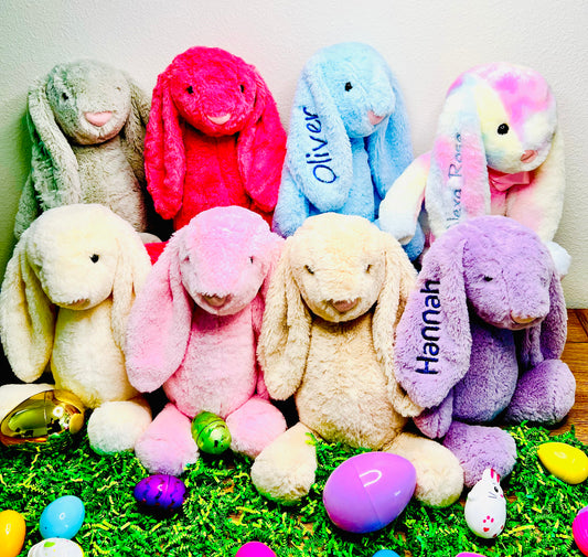 Embroidered Easter Bunny Plush with Custom Name on Ear