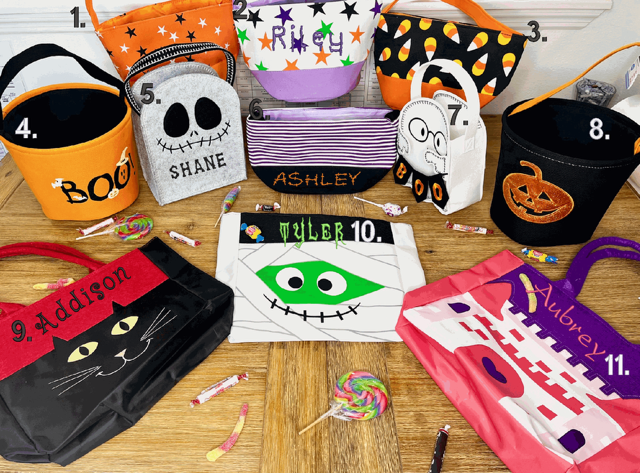 Personalized Embroidered Halloween Basket