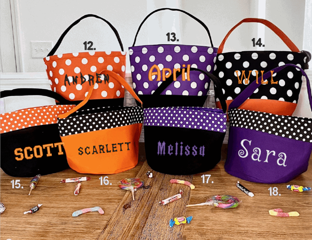 Personalized Embroidered Halloween Basket