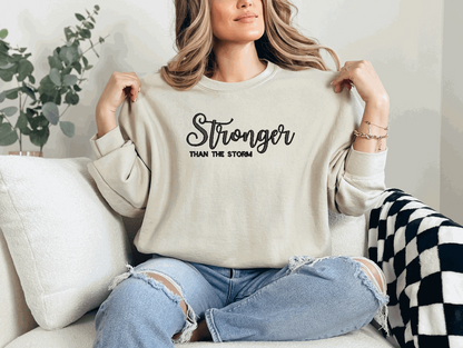 Stronger Than the Storm Embroidered Crewneck