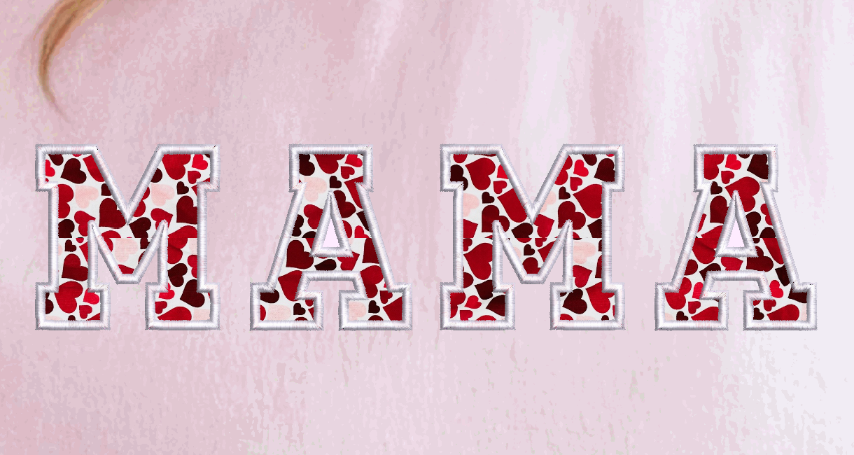 Valentine's Day MAMA Sweatshirt with Heart Fabric Applique