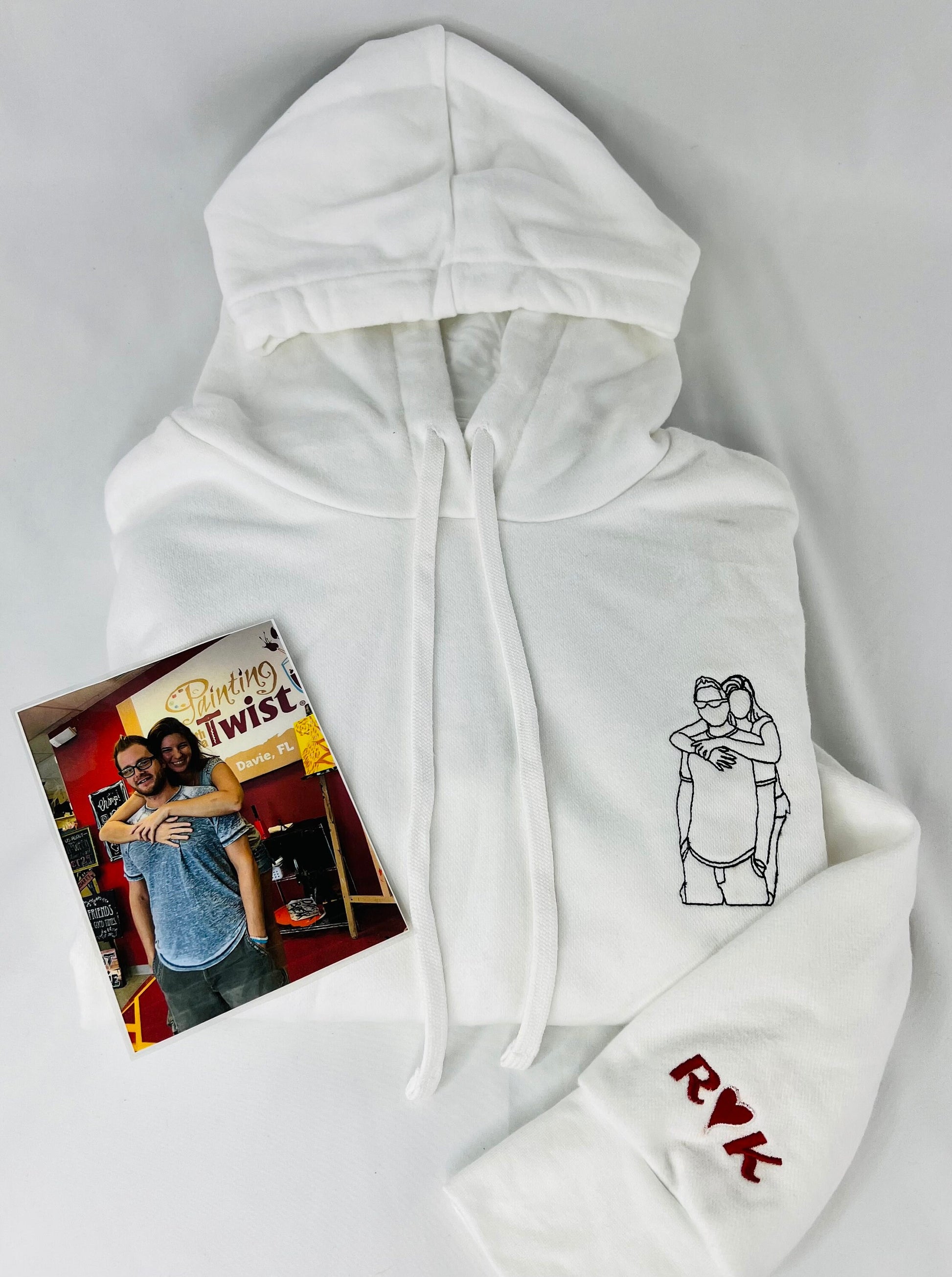 Personalized Couples Hoodie with Custom Portrait Design