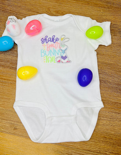 Embroidered Easter Baby Onesie – Shake Your Bunny Tail Design