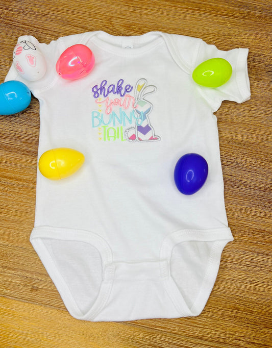 Embroidered Easter Baby Onesie – Shake Your Bunny Tail Design