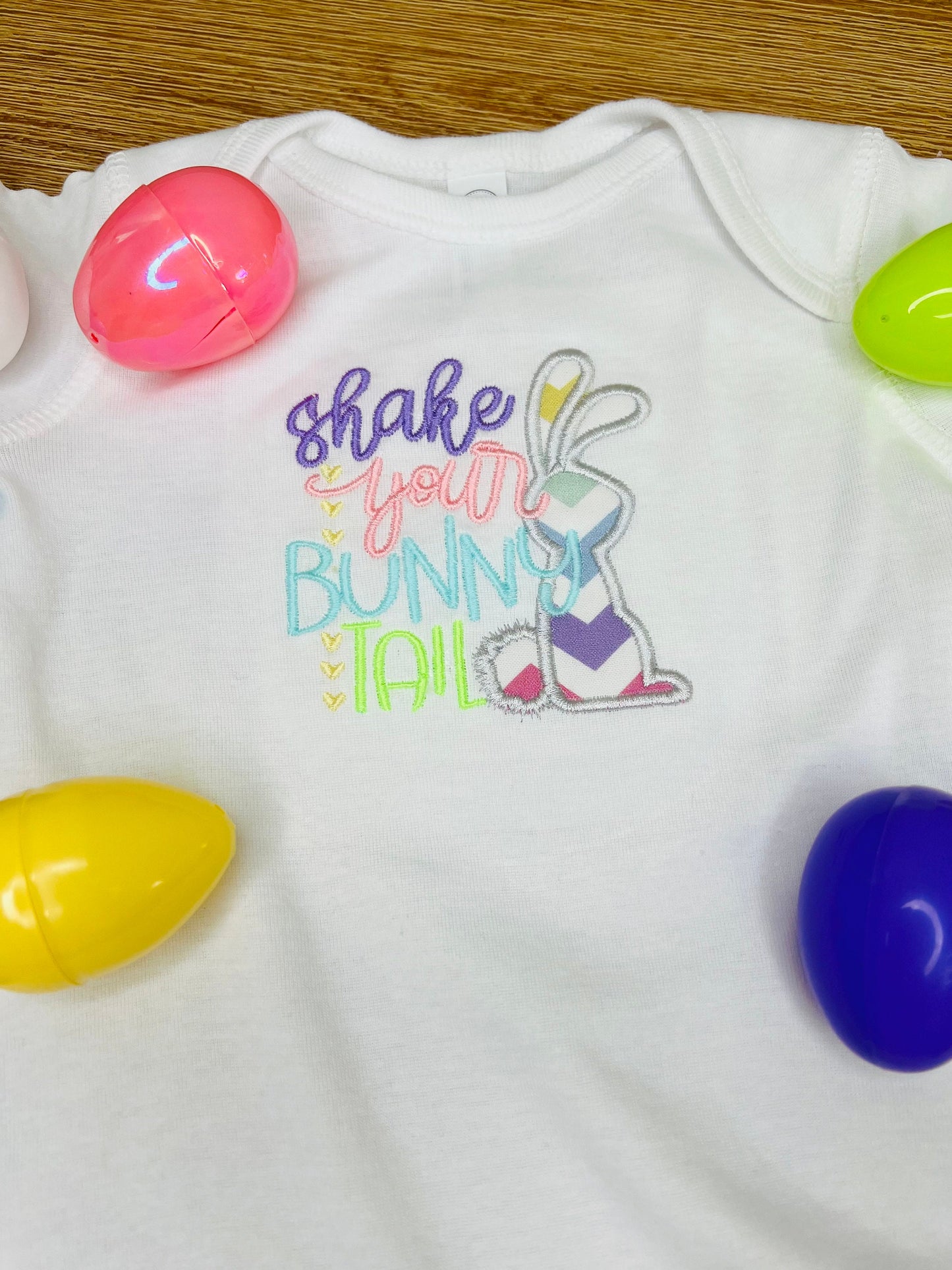 Embroidered Easter Baby Onesie – Shake Your Bunny Tail Design